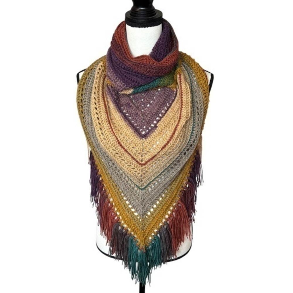 Handcrafted Crochet Cowl Neck Scarf With Fringe New Handmade‎ by Seller Knit